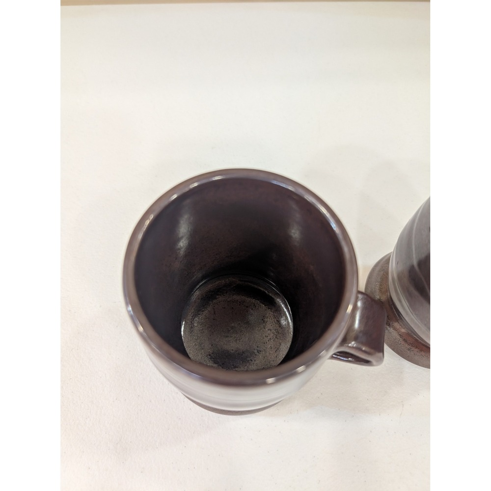 Artisan Pottery Mugs Pair Brown‎ Glazed Ceramic Coffee Tea Cups Handmade - Picture 4 of 9